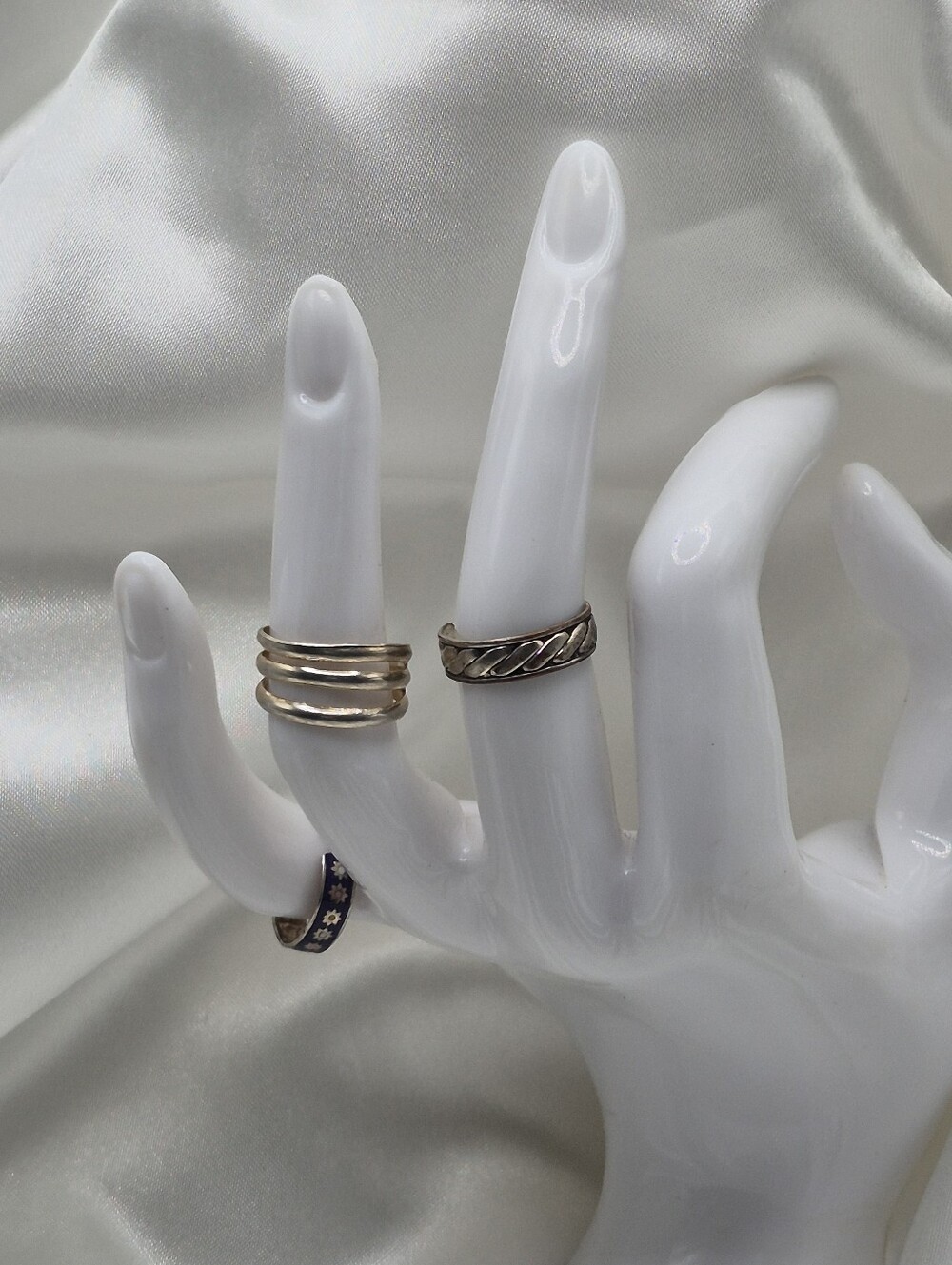 Stackable Floral Enamel Mexico & Sterling Silver Rings Toe & Adjustable Rings - Picture 7 of 8
